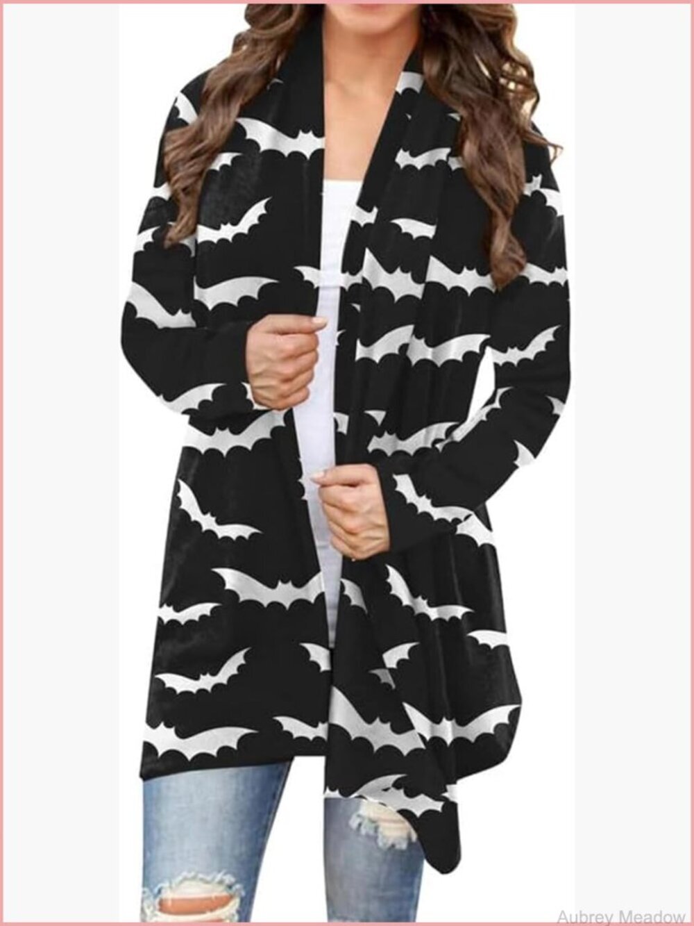 Halloween Cat Pumpkin Print Long Sleeve Open Front Cardigan Sweater Plus Size